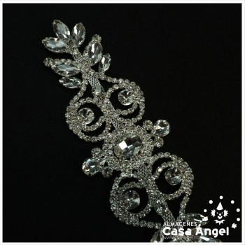 APLIQUE DECORATIVO DE CRISTALES FLORAL 9X6cm