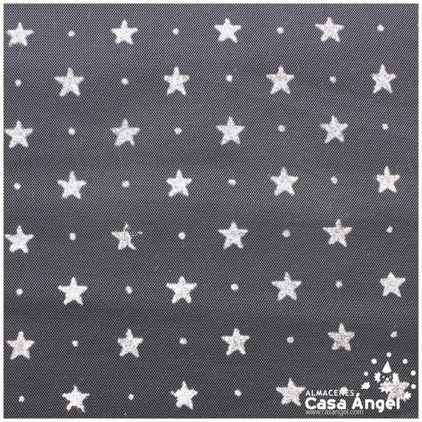 TUL NEGRO ESTRELLAS ESCARCHA ANCHO 150cm