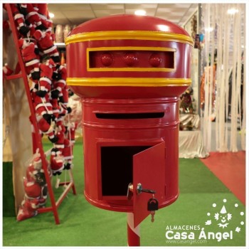 BUZÓN METÁLICO NAVIDEÑO ROJO CON POSTE 120cm