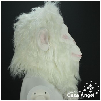 CARETA DE LÁTEX SIMIO BLANCO CON PELO