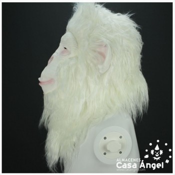 CARETA DE LÁTEX SIMIO BLANCO CON PELO
