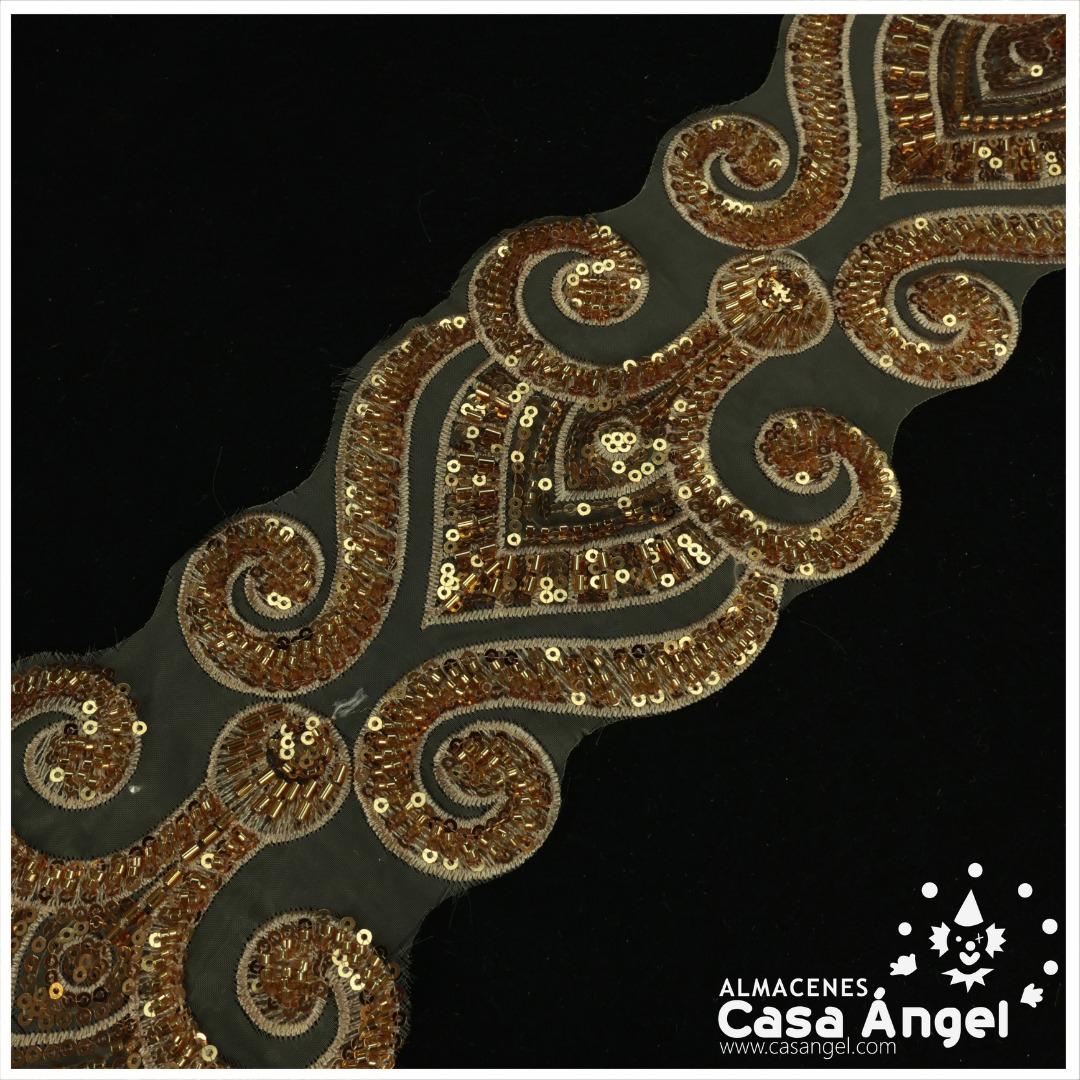 PASAMANERÍA BORDADA DE LENTEJUELAS ORO 11cm