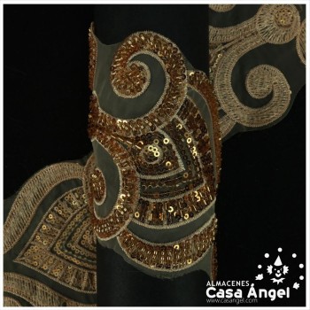 PASAMANERÍA BORDADA DE LENTEJUELAS ORO 11cm