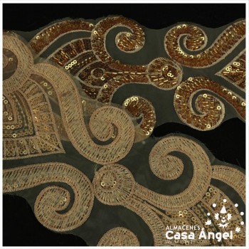 PASAMANERÍA BORDADA DE LENTEJUELAS ORO 11cm