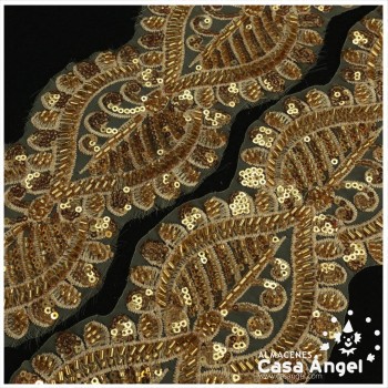 PASAMANERÍA BORDADA DE LENTEJUELAS ORO 9cm