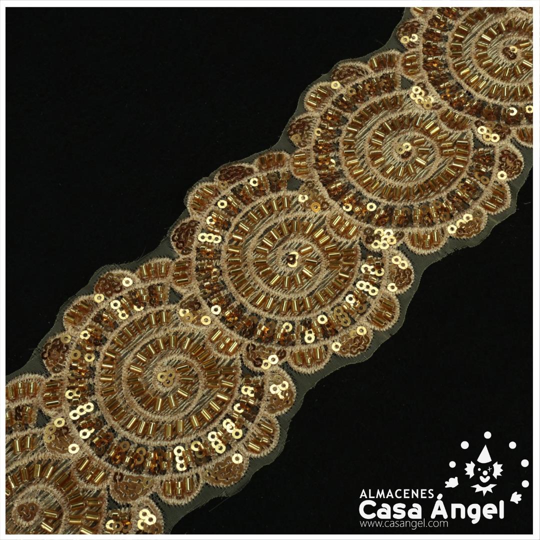 PASAMANERÍA BORDADA DE LENTEJUELAS ORO 9cm