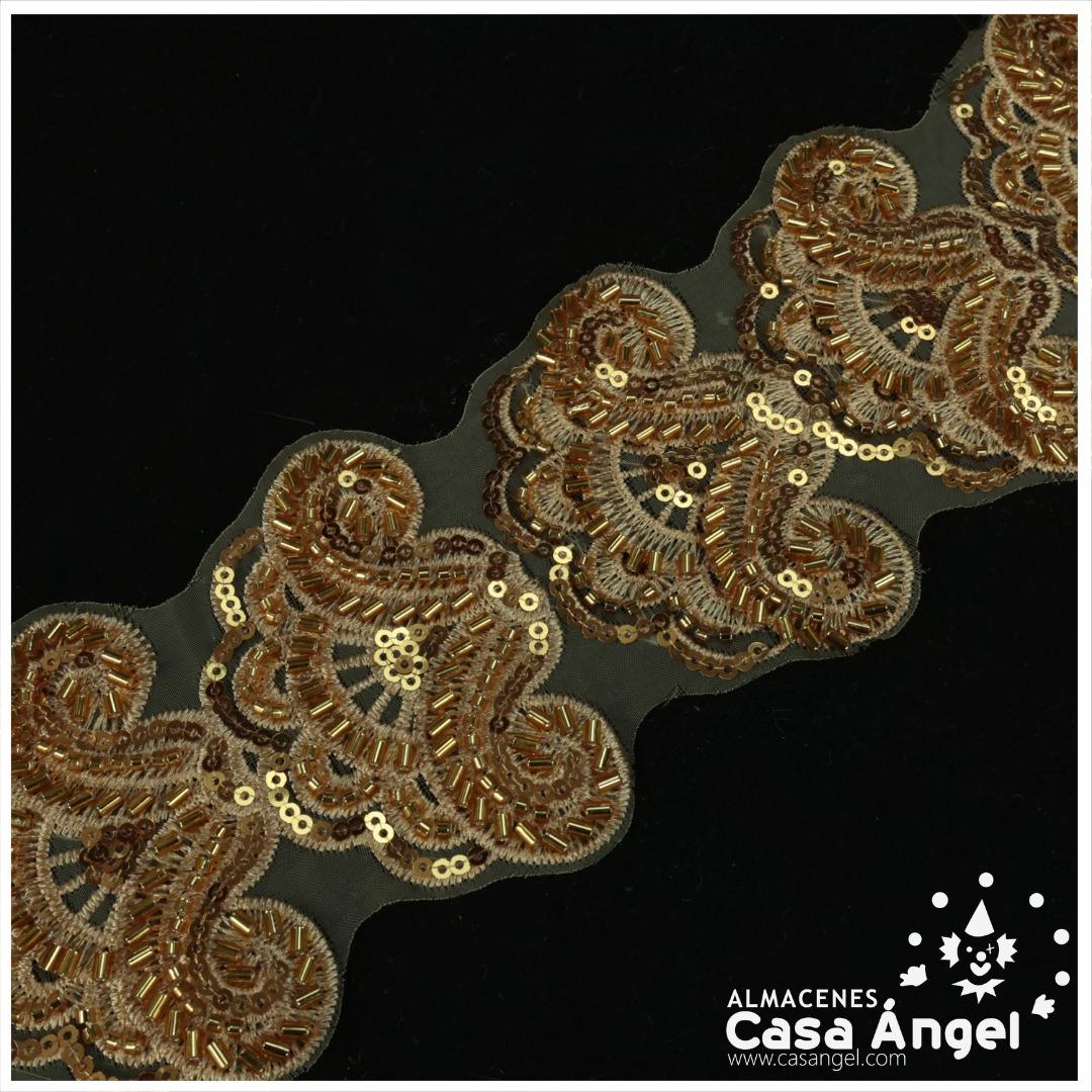 PASAMANERÍA BORDADA ORNAMENTAL ORO 8cm