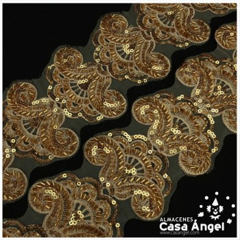 PASAMANERÍA BORDADA ORNAMENTAL ORO 8cm