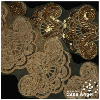 PASAMANERÍA BORDADA ORNAMENTAL ORO 8cm