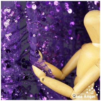 TUL DE BORDADO ENTERIZO MORADO CON PEDRERÍA SERIE AYANA 150cm