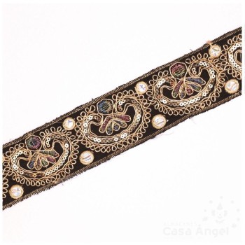 PASAMANERÍA BORDADA ORNAMENTAL FLORAL 5cm