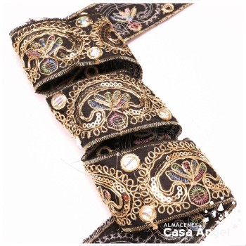 PASAMANERÍA BORDADA ORNAMENTAL FLORAL 5cm