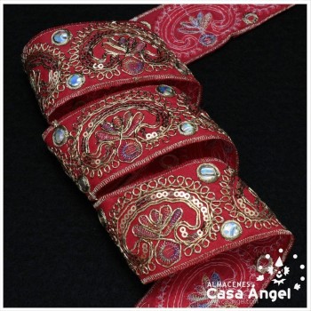 PASAMANERÍA BORDADA ORNAMENTAL FLORAL 5cm