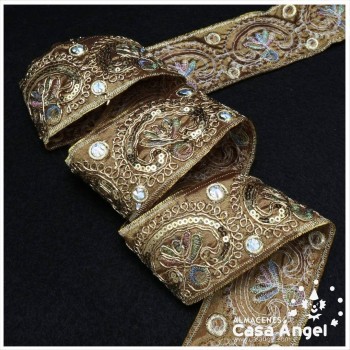 PASAMANERÍA BORDADA ORNAMENTAL FLORAL 5cm