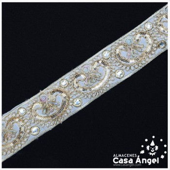 PASAMANERÍA BORDADA ORNAMENTAL FLORAL 5cm