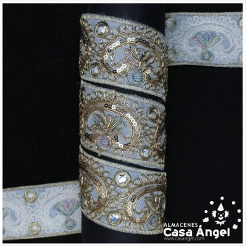 PASAMANERÍA BORDADA ORNAMENTAL FLORAL 5cm