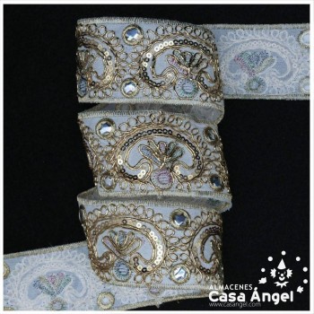 PASAMANERÍA BORDADA ORNAMENTAL FLORAL 5cm