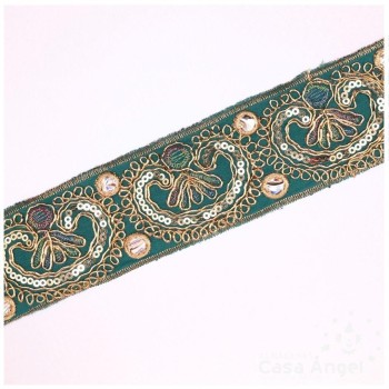 PASAMANERÍA BORDADA ORNAMENTAL FLORAL 5cm