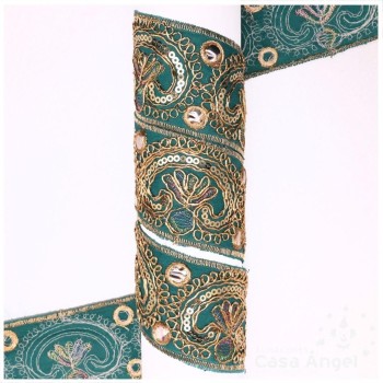 PASAMANERÍA BORDADA ORNAMENTAL FLORAL 5cm