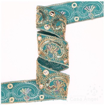 PASAMANERÍA BORDADA ORNAMENTAL FLORAL 5cm