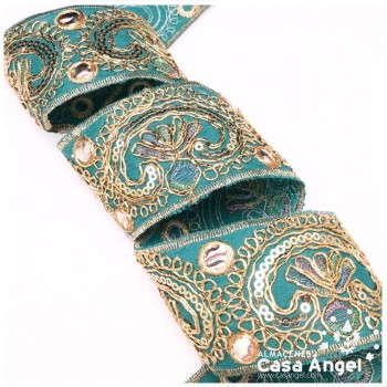 PASAMANERÍA BORDADA ORNAMENTAL FLORAL 5cm