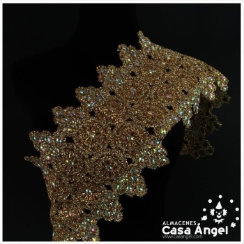 APLICACIÓN PVC COLOR ORO CON PEDRERÍA Y ROCALLA FORMAS CIRCULARES 75cm