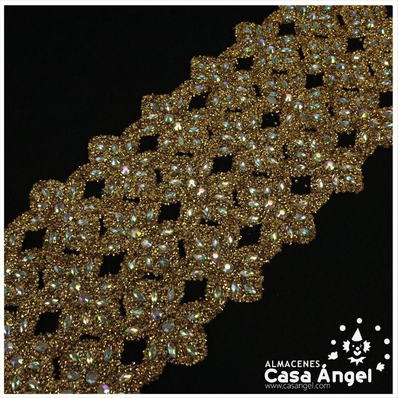 APLICACIÓN PVC COLOR ORO CON PEDRERÍA Y ROCALLA 75cm
