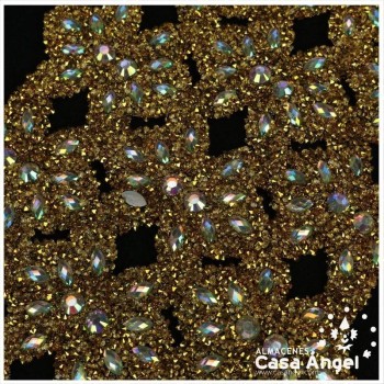 APLICACIÓN PVC COLOR ORO CON PEDRERÍA Y ROCALLA 75cm
