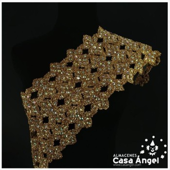 APLICACIÓN PVC COLOR ORO CON PEDRERÍA Y ROCALLA 75cm