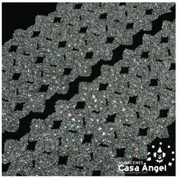 APLICACIÓN PVC COLOR PLATA CON PEDRERÍA Y ROCALLA 75cm