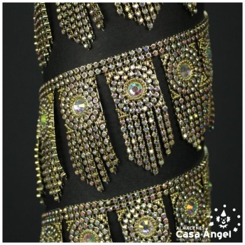 PASAMANERÍA FLECO DE PVC METALIZADO CON STRASS 66mm