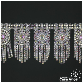 PASAMANERÍA FLECO DE PVC METALIZADO CON STRASS 66mm