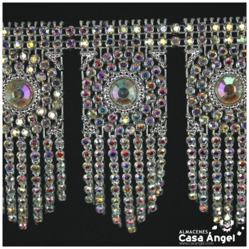 PASAMANERÍA FLECO DE PVC METALIZADO CON STRASS 66mm