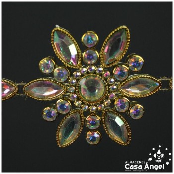 PASAMANERÍA DE PEDRERÍA FLORAL CON BRILLANTES ACRÍLICOS 52mm