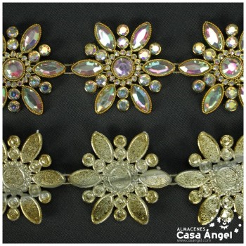 PASAMANERÍA DE PEDRERÍA FLORAL CON BRILLANTES ACRÍLICOS 52mm