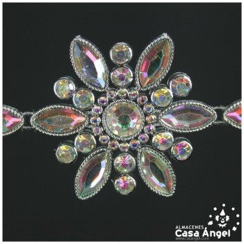 PASAMANERÍA DE PEDRERÍA FLORAL CON BRILLANTES ACRÍLICOS 52mm