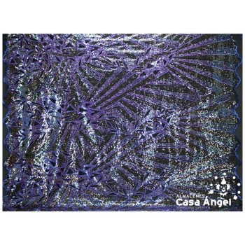 TUL DE LENTEJUELAS PATRÓN ENTERIZO AZUL SERIE MILO 130cm