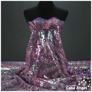 TUL DE LENTEJUELAS PATRÓN ENTERIZO MORADO SERIE MILO 130cm