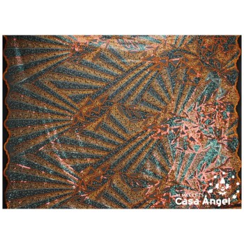 TUL DE LENTEJUELAS PATRÓN ENTERIZO NARANJA SERIE MILO 130cm