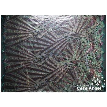 TUL DE LENTEJUELAS PATRÓN ENTERIZO VERDE BOTELLA SERIE MILO 130cm