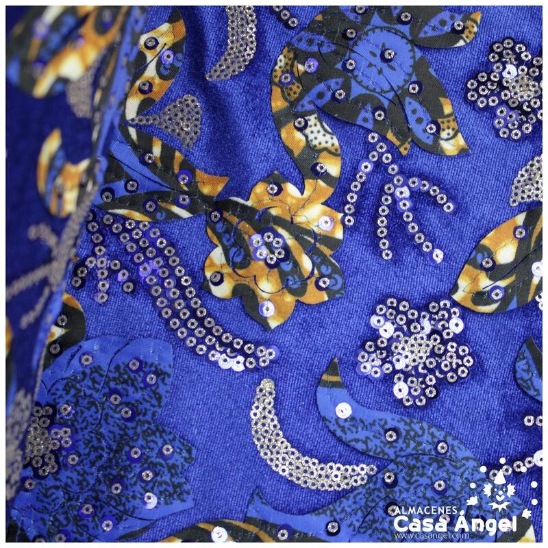 TERCIOPELO ELÁSTICO AZUL BORDADO SERIE NYALA 130cm