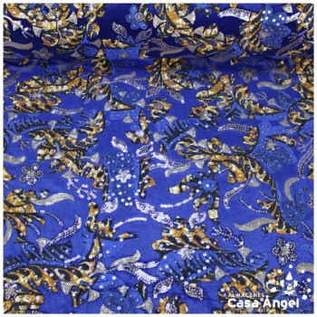 TERCIOPELO ELÁSTICO AZUL BORDADO SERIE NYALA 130cm