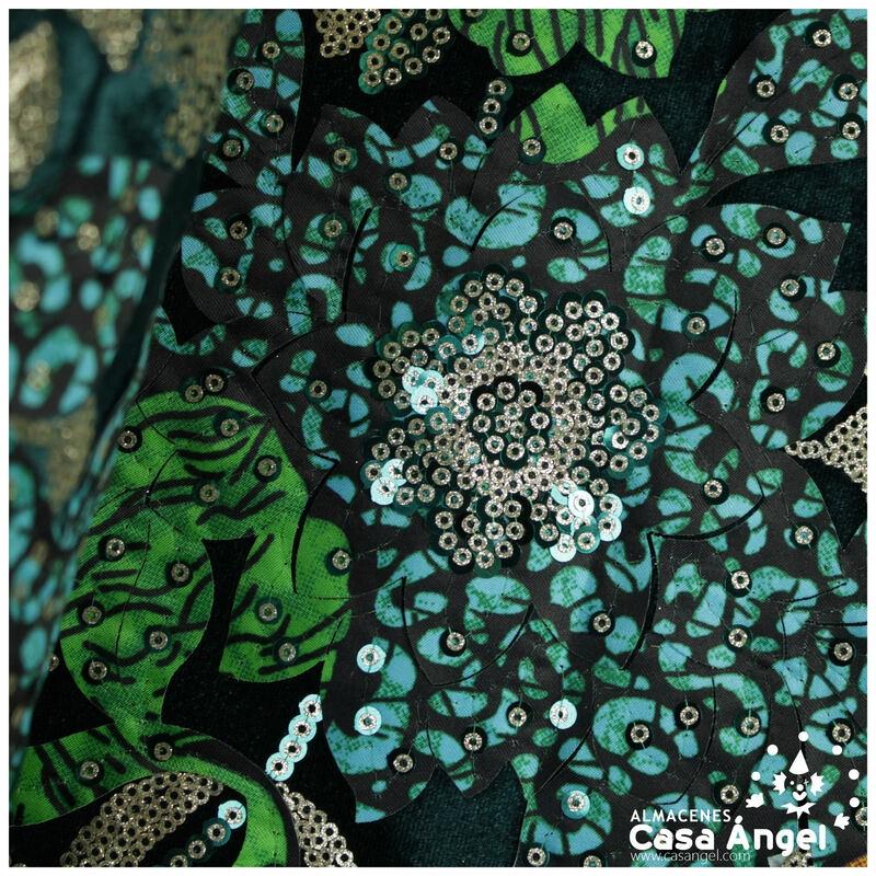 TERCIOPELO ELÁSTICO VERDE BORDADO SERIE NYALA 130cm