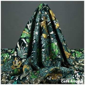 TERCIOPELO ELÁSTICO VERDE BORDADO SERIE NYALA 130cm