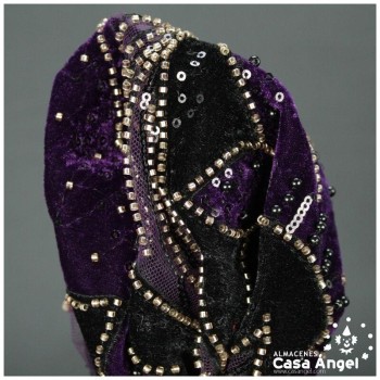 TUL DE FANTASÍA MORADO BORDADO DE TERCIOPELO SERIE COSMINA 130cm