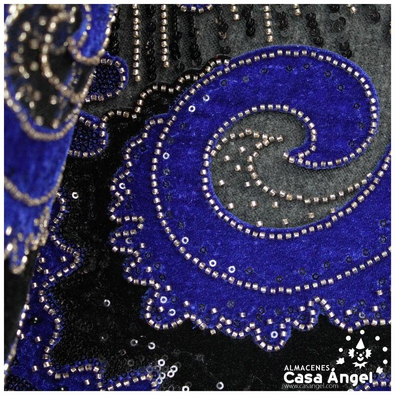 TUL DE FANTASÍA AZUL BORDADO DE TERCIOPELO SERIE KIZUKI 130cm