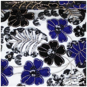 TUL DE FANTASÍA AZUL BORDADO SERIE SORA 130cm