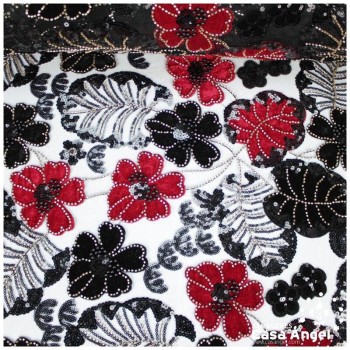 TUL DE FANTASÍA ROJO BORDADO SERIE SORA 130cm
