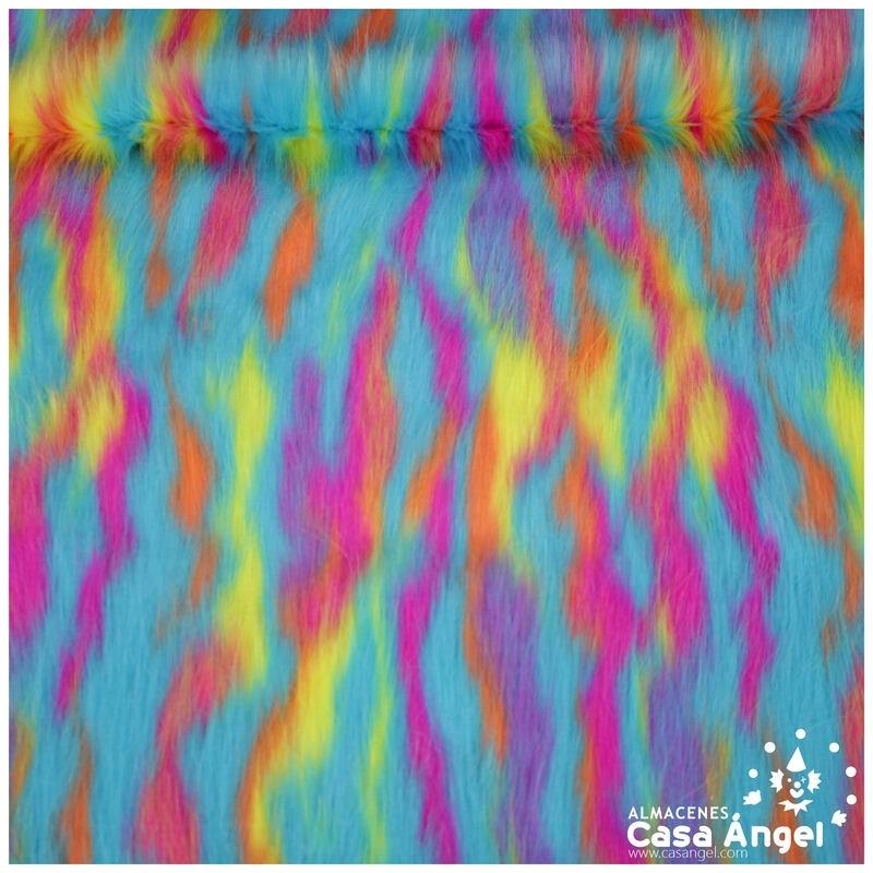 TELA DE PELO LARGO CON VETAS MULTICOLOR 150cm