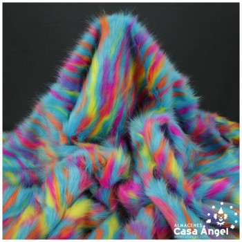 TELA DE PELO LARGO CON VETAS MULTICOLOR 150cm